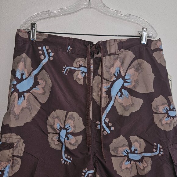 NEW Beverly Hills Polo Club Swim Trunks Board Shorts Mesh Lined Mens XL Brown - Picture 2 of 11